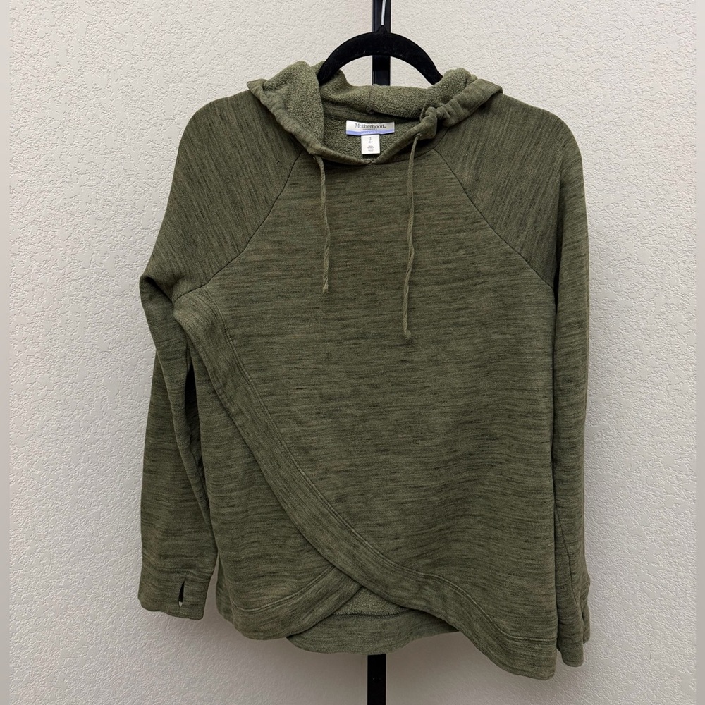 Motherhood Maternity Nursing Olive Green Hooded Lightweight Sweater